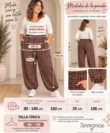 Pantalon cuadros Bombacho - Pantalones Tallas Grandes