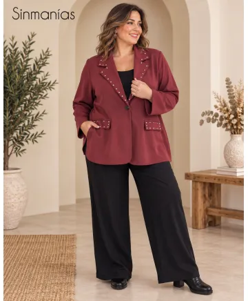 Chaqueta antelina Tachuelas - Ropa tallas grandes mujer moderna