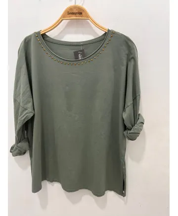 Camiseta lisa Tachitas - Ropa tallas grandes mujer moderna