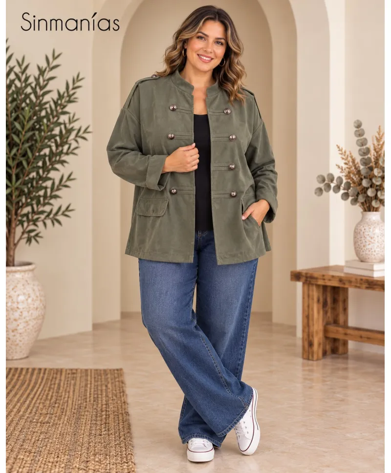 Chaqueta antelina Militar - Chaquetas Tallas Grandes
