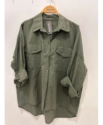 Camisa bolsillos Basica - Ropa tallas grandes mujer moderna
