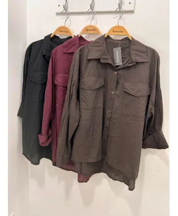 Camisa bolsillos Basica - Ropa tallas grandes mujer moderna