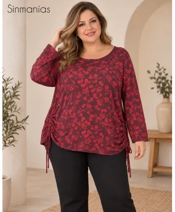 Camiseta  flores Amelia - Ropa tallas grandes mujer moderna