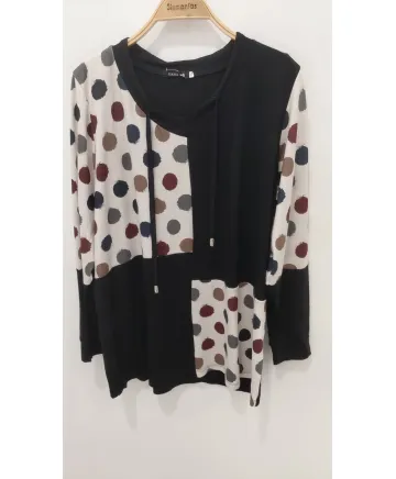 Camiseta combinada Topos - Camisetas y Tops Tallas Grandes