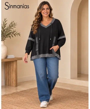 Camiseta larga Zirconita - Ropa tallas grandes mujer moderna
