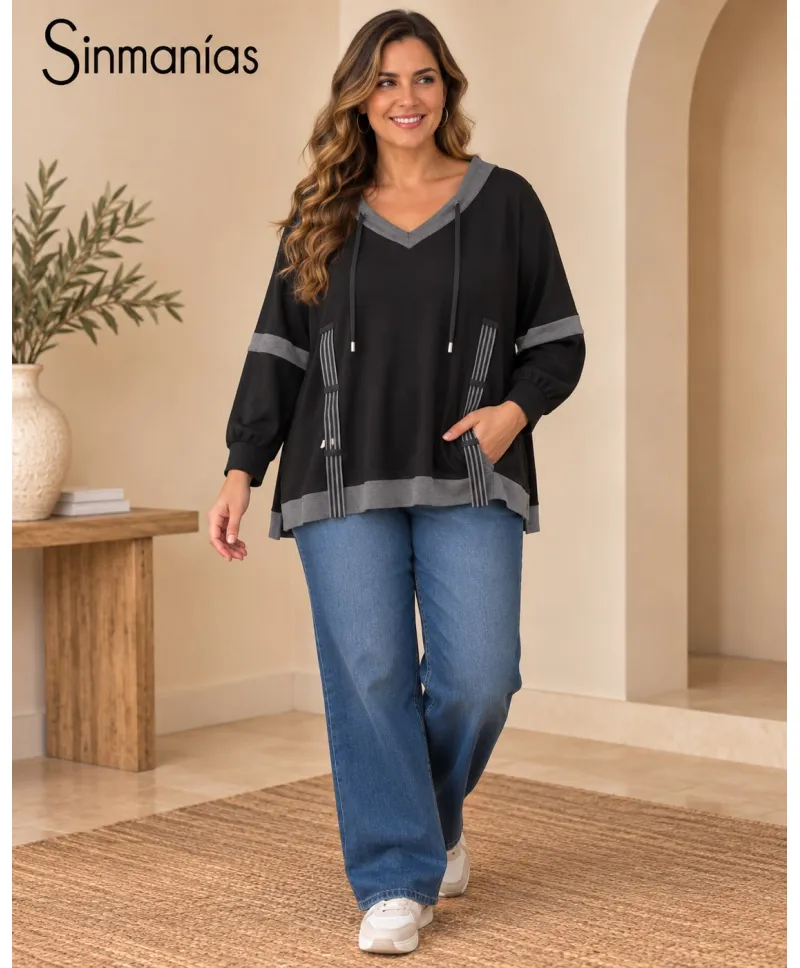 Camiseta larga Zirconita - Ropa tallas grandes mujer moderna