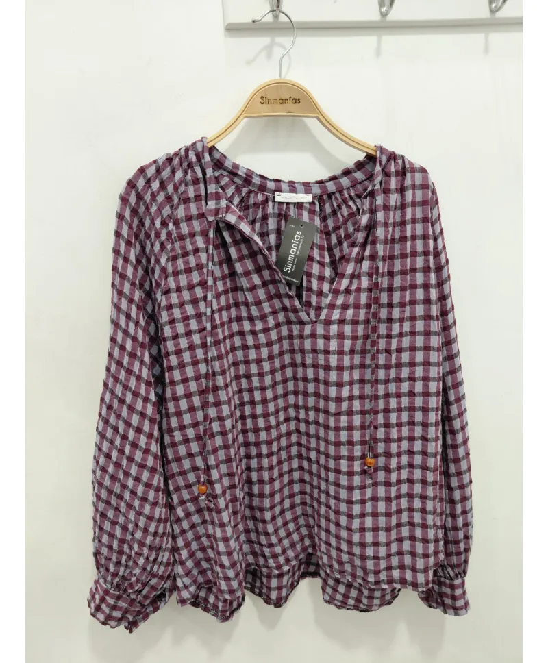 Blusa cuadros Sandra - Blusas Tallas Grandes