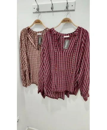 Blusa cuadros Sandra - Blusas Tallas Grandes