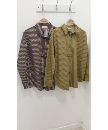 Camisa rayas Asimétrica - Camisetas y Tops Tallas Grandes