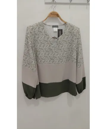 Blusa tricolor Patricia - Blusas Tallas Grandes