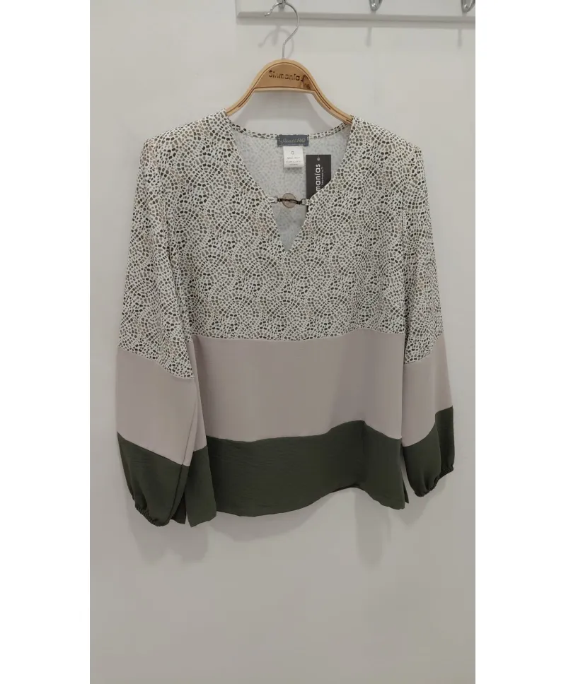Blusa tricolor Patricia - Blusas Tallas Grandes