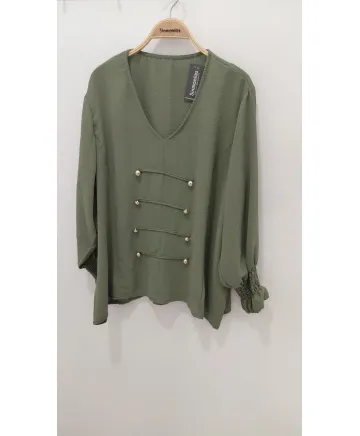 Blusa pico Botons - Blusas Tallas Grandes