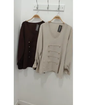 Blusa pico Botons - Blusas Tallas Grandes