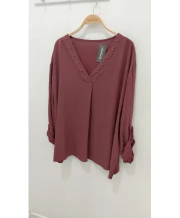 Blusa tachas Casual - Ropa tallas grandes mujer moderna