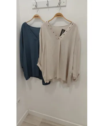 Blusa tachas Casual - Ropa tallas grandes mujer moderna