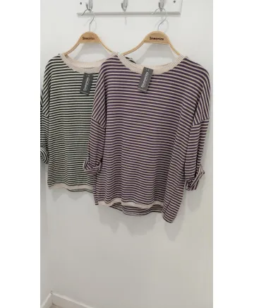 Camiseta rayitas Baiona - Camisetas y Tops Tallas Grandes