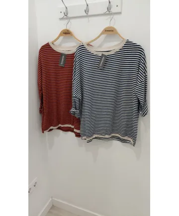 Camiseta rayitas Baiona - Camisetas y Tops Tallas Grandes