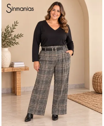 Pantalon cuadros Aurora - Pantalones Tallas Grandes