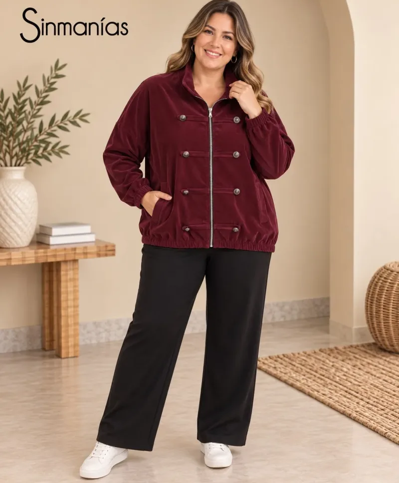 Chaqueta cremallera militar - Chaquetas Tallas Grandes