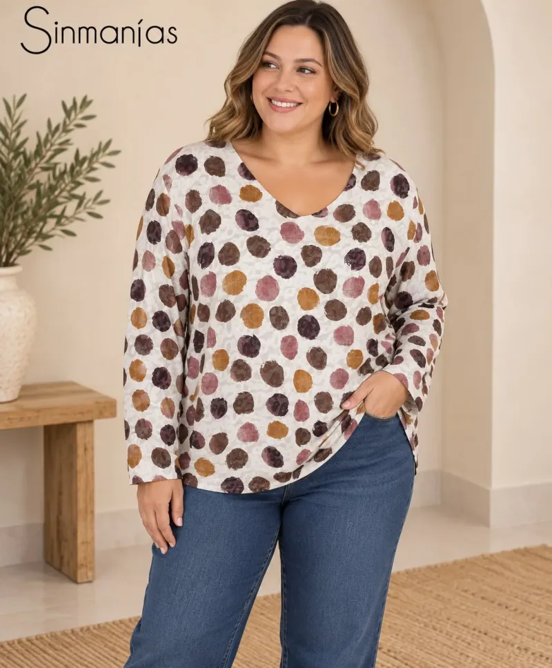 Camiseta pico Belén - Camisetas y Tops Tallas Grandes