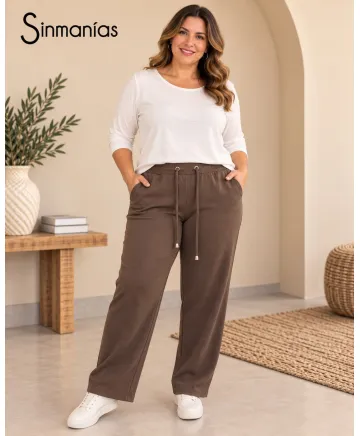 Pantalón marrón Safor - Pantalones Tallas Grandes