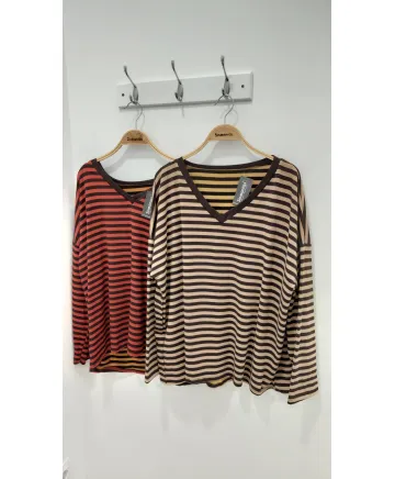 Camiseta rayas Casual - Camisetas y Tops Tallas Grandes