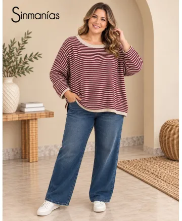 Camiseta rayitas Baiona - Camisetas y Tops Tallas Grandes