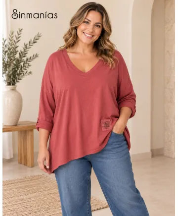 Camiseta básica Natural - Camisetas y Tops Tallas Grandes