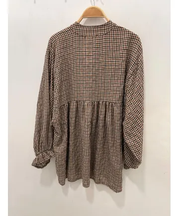 Blusa cuadritos Mao - Blusas Tallas Grandes