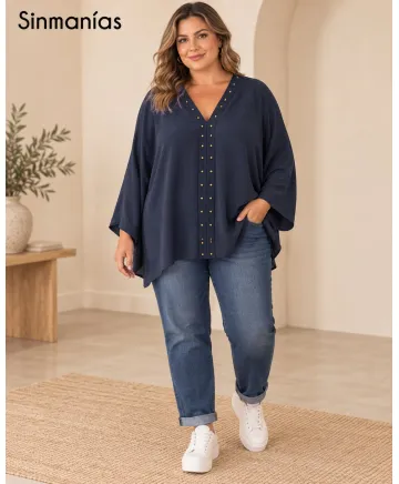 Blusa tachas Capa - Blusas Tallas Grandes