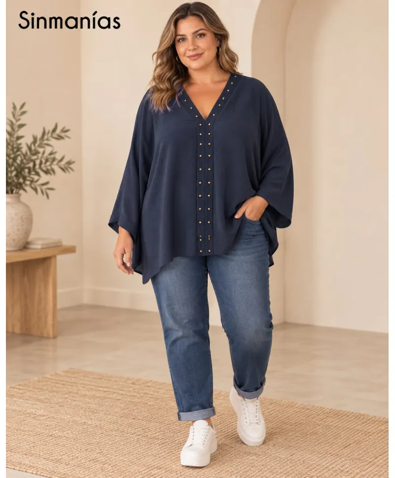 Blusa tachas Capa - Blusas Tallas Grandes