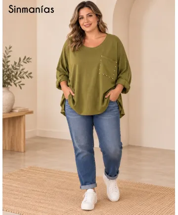 Camiseta bolsillo Tachitas - Camisetas y Tops Tallas Grandes