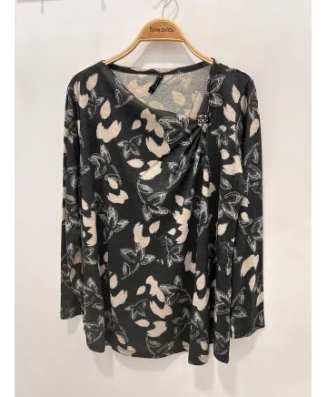 Camiseta fruncido Hojas - Camisetas y Tops Tallas Grandes