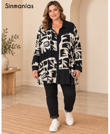 Camisa estampada Azucena - Camisas Tallas Grandes