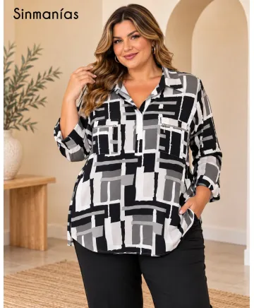 Blusa bolsillos katy - Blusas Tallas Grandes