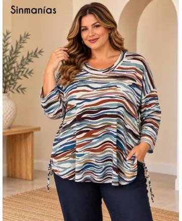 Camiseta frunce Fira - Camisetas y Tops Tallas Grandes
