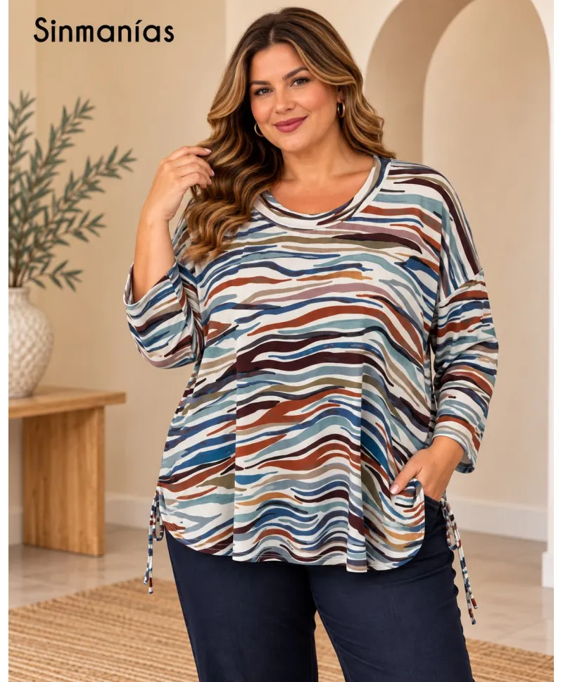 Camiseta frunce Fira - Camisetas y Tops Tallas Grandes