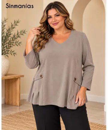 Camiseta pico Elsa - Camisetas y Tops Tallas Grandes