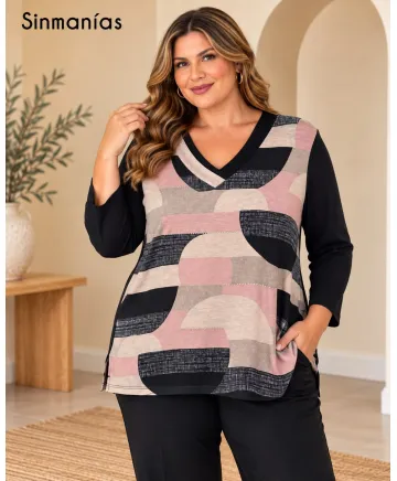 Camiseta pico Maribel - Camisetas y Tops Tallas Grandes