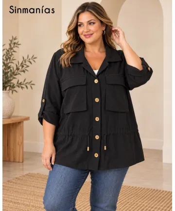 Camisa negra Angela - Camisas Tallas Grandes