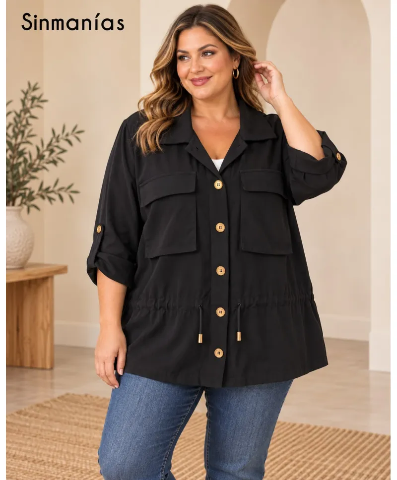 Camisa negra Angela - Camisas Tallas Grandes