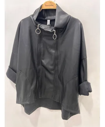 Chaqueta cremalleras Polipiel - Ropa tallas grandes mujer moderna
