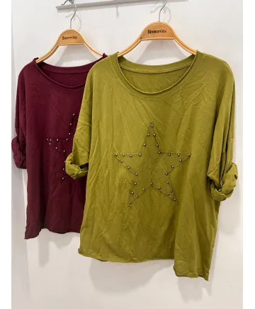 Camiseta tachuelas Star - Ropa tallas grandes mujer moderna