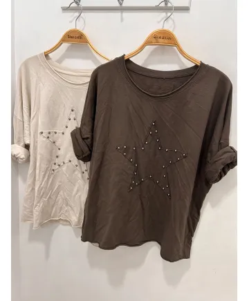 Camiseta tachuelas Star - Ropa tallas grandes mujer moderna