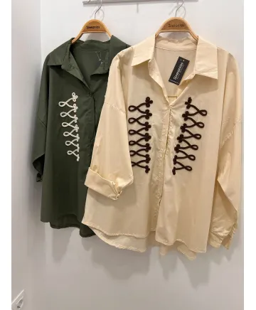 Camisa bordado Galan - Ropa tallas grandes mujer moderna