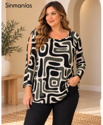 Camiseta hombros Laberinto - Camisetas y Tops Tallas Grandes