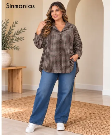 Camisa cuadros Perla - Camisas Tallas Grandes