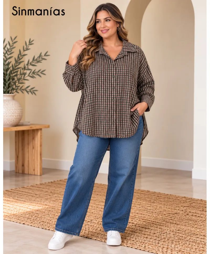 Camisa cuadros Perla - Camisas Tallas Grandes