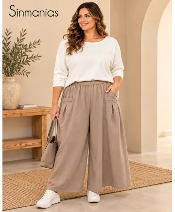 Pantalón ancho Claudia - Pantalones Tallas Grandes