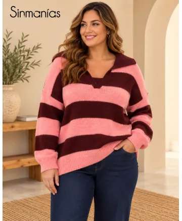 Jersey rayas Polo - Ropa tallas grandes mujer moderna